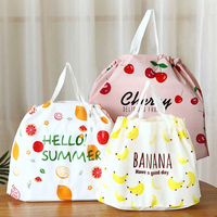 Schattige fruitprint plastic boodschappentas met aangepaste logo kleding cadeauverpakkingstassen met trekkoordhandvatten
