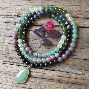 Cuentas de piedra de prehnita de jade lolita de 8 mm, collar de aventurina, pulsera Green Sister, accesorios de meditación, joyería curativa, cuentas de yoga - Product Image 4