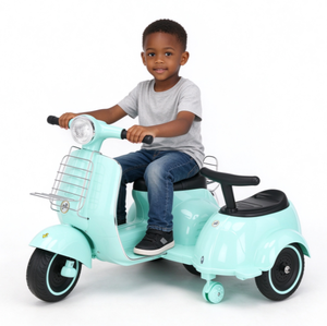 Scooter Elettrico per Bambini Stile <span class=keywords><strong>Vespa</strong></span> con Sidecar e Faro, Ottimo Regalo per Divertimento alla Guida dei Piccoli - Product Image 4