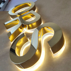Letrero Luminoso LED 3D Personalizado para <span class=keywords><strong>Tienda</strong></span>, Letrero con Nombre en Letras LED Doradas, Letrero Metálico con Retroiluminación para Negocios - Product Image 6