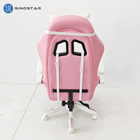 Chaise de bureau et de gaming ergonomique à dossier haut, confortable, réglable en hauteur, inclinable, pivotante, en similicuir rose