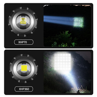 Lampe torche télescopique à zoom super lumineuse XHP70/XHP360 LED, rechargeable par USB, batterie 18650/26650, alliage d'aluminium, IP66, randonnée, camping