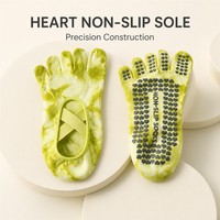 Chaussettes de yoga OEM personnalisées pour femmes, à cinq doigts, tie-dye, respirantes, confortables, séchage rapide, antidérapantes, pour l'automne et le quotidien