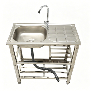 Évier utilitaire portable en acier inoxydable robuste, autoportant, amovible, à cuve unique, pour cuisine intérieure/extérieure, <span class=keywords><strong>jardin</strong></span>, salle de bain - Product Image 4