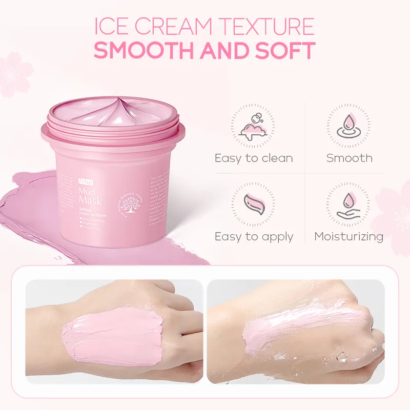 FENYI Japan Cherry Blossom Clay Krim Lumpur Wajah Pengecil Pori-pori Wajah, Perawatan Kulit Pencerah Dalam Pembersihan 100G