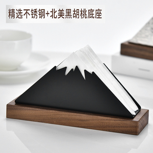 Stainless Steel Napkin Holder <b>Black</b> With Wooden Base Large Size For Dining Room - Product Image 4