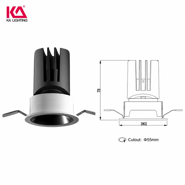 Anti-Glare COB LED Downlight Adjustable Beam 15-55deg Tunable White CRI90 WiFi Tuya Zigbee Smart Control