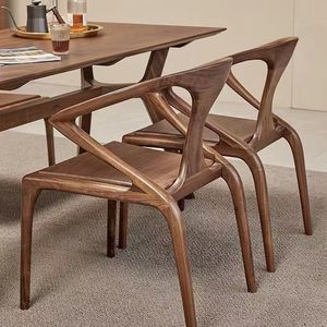 Poltrona da pranzo moderna <span class=keywords><strong>in</strong></span> <span class=keywords><strong>legno</strong></span> massello noce nero con sedile <span class=keywords><strong>in</strong></span> pelle per casa ufficio ristorante/Hotel del nord - Product Image 1