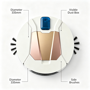 Robot <span class=keywords><strong>aspirateur</strong></span> 1000Pa, aspiration puissante, double moteur, nettoyage de toute la pièce, rechargeable par USB, <span class=keywords><strong>sans</strong></span> <span class=keywords><strong>fil</strong></span>, 1200mAh, 30 min d'autonomie, rose noir - Product Image 2