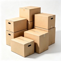 Boîtes en carton ondulé kraft réutilisables avec logo personnalisé, fentes pré-découpées, poignées intégrées, haute capacité de charge, pour déménagement et logistique internationale