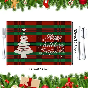 Stricks toff Custom Frohe Weihnachten Red Plaid Santa Schneemann Rentier Tischset Table mat Dish Mat Home Weihnachten Weihnachts dekoration