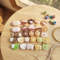 Miniatures en résine à dos plat, motifs animaux (chien, ours, patte), aliments, pain, biscuits, accessoires pour maison de poupée, fournitures de décoration intérieure, DIY