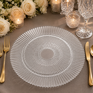 Sottopiatti in Vetro Trasparente all'Ingrosso per Matrimoni e Decorazioni - Product Image 3