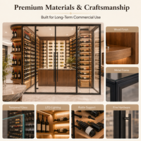 Solución Personalizada para Bodega Comercial, Sala de Exhibición de Vino de Vidrio, Estante Modular de Metal para Vino con Iluminación LED para Hotel, Restaurante, Bar