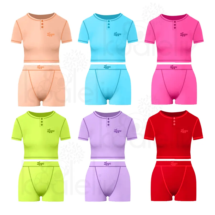 2024 nuovo Loungewear personalizzato da donna imposta abiti estivi per le donne di base top Crop T Shirt e Shorts due pezzi Set abbigliamento donna