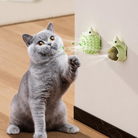 Juguete para gatos: Cepillo de pared con forma de erizo y hierba gatera en el interior para que los gatos lamen, rascadores faciales y auto-estimuladores