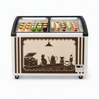 Congélateur à glaces commercial 720L avec couvercle coulissant en verre, refroidissement direct, serrure de porte, vitrine pour restaurant