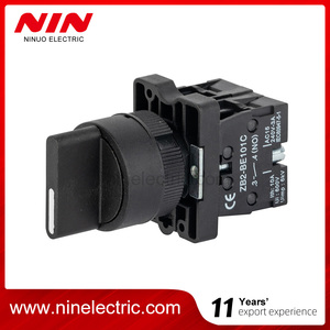 Interruptor de botón pulsador de 2 posiciones con mango corto, Selector negro N/O + N/C, 1 resorte de retorno al centro - Product Image 2