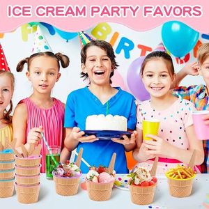Ensemble de coupes à glace en plastique empilables avec cuillères, tasses à dessert colorées pour enfants pour les fêtes - Product Image 5
