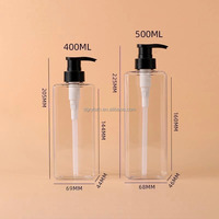 Bouteille pompe carrée en PET ambré de 500 ml, rechargeable, pour huile essentielle, shampoing, après-shampoing, gel douche, soin de la peau, emballage personnalisé