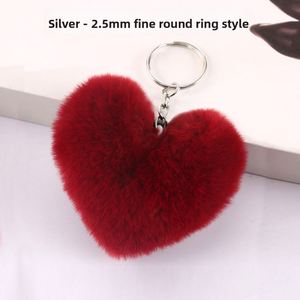 8cm Pom Pom Keychain Schoolbag Pendant Leopard Print Bag Charms Purse Heart <b>Keys</b> Leopard Keychains Women Girls Animal Lover - Product Image 4