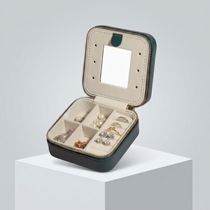 Premium PU <b>Mirror</b> Jewelry Organizer Case with Zipper Design for Ring Necklace Bracelet <b>Storage</b> and Daily Use jewelry <b>storage</b> - Product Image 4