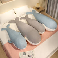 Coussin en peluche doux en forme de baleine de dessin animé, jouet poupée avec rembourrage en coton PP, grand design de baleine bleue pour le confort des filles