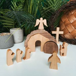 Recuerdo de la Escena de la Resurrección, Regalo para el Hogar, Tumba Vacía de Pascua, Decoración Cristiana de Madera Maciza - Product Image 4