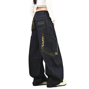 Jean cargo ample coupe bootcut imprimé léopard américain avec grandes poches, nouvelle collection printemps, pour jeunes, 100% coton, mignon - Product Image 3