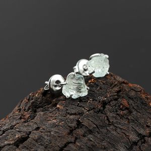 GEMKORA Pendientes de aguamarina azul natural con engaste de garra de piedra en bruto, joyería de regalo para mujer - Product Image 2