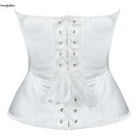 Corset Bustier Ultra-Supportant Effet Sablier Tailles XS-XXL, Soutien-Gorge Tendance, Corselet de Mariée en Soie Satinée Blanche avec Bonnets Rembourrés