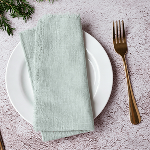 Wholesale Wrinkled <strong>Raw</strong> Edge Cotton Napkins Square Rustic Style Customizable for Wedding Western Dining Table Decoration - Product Image 5
