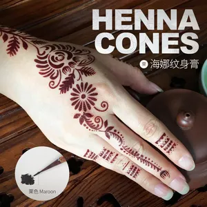 Stensil Tato Temporer Kaveri Neha Natural Henna Cones Paste Kemasan Mehndi Alami untuk Coklat Coklat Sementara Lukisan Tubuh