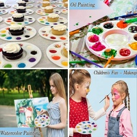 Palette de peinture miniature en plastique blanc, plateau de mélange de peinture multi-trous pour artistes, palette de peinture ronde miniature pour enfants, dessin et peinture