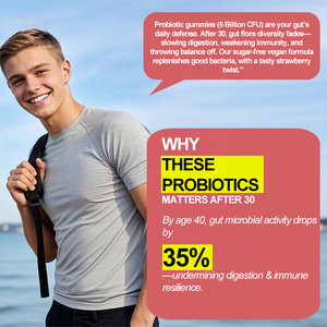 <span class=keywords><strong>5</strong></span> Miliar CFU Probiotik Gummies Rasa Stroberi 60 Vegan Bebas Gula Dukungan Kesehatan Tulang & Imunitas Dewasa 2 Per Porsi |   OEM/ODM - Product Image 2