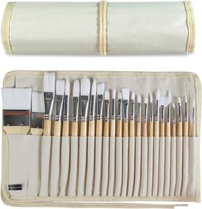 Pennello Set di 24 pezzi manici in legno <span class=keywords><strong>pennelli</strong></span> da disegno con <span class=keywords><strong>tela</strong></span> professionale <span class=keywords><strong>per</strong></span> colori acrilici a olio - Product Image 1