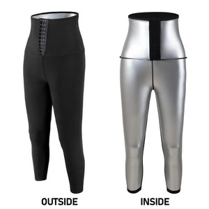 Pantalones de sudoración para mujer, 3 tipos, con revestimiento, para pérdida de peso, entrenador de cintura, quemagrasas, moldeador corporal, adelgazante, pantalones de yoga. - Product Image 4