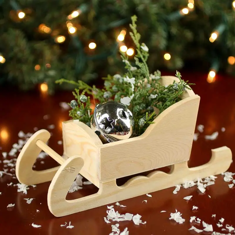 natural cheap pine wood wholesale Wooden Decorative Sleigh xmas santa sleigh decoration christmas sleigh decoration