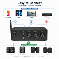 Amplificateur audio Bluetooth haute définition HiFi, amplificateur de puissance à double canal avec réglage des fréquences hautes et basses