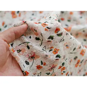 New Spring And Summer Chiffon Floral Print Dress Fabric 30d Breathable Three-dimensional Embossed Bubble Crumpled Chiffon Fabric