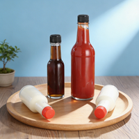 Bouteilles en verre de 90 ml, 150 ml, 250 ml pour sauce chili, vinaigre, sauce soja, pâte de tomate, avec couvercles en plastique