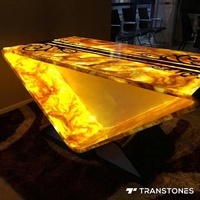 Table en pierre artificielle translucide jaune, faux onyx en albâtre, design moderne, ignifuge, durable pour hôtel et bureau