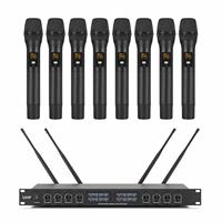 Microphone sans fil UHF dynamique portable XTUGA YT8 à 8 canaux avec lumières LED et prise casque 3,5 mm pour karaoké et réunions – Prix usine