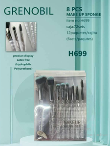 Juego de brochas de maquillaje HAILCS, 8 Uds., mango transparente, pelo sintético para aplicación de maquillaje H699 - Product Image 3
