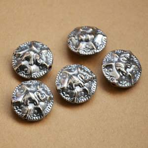 Retro Silver Elephant God Spacer Bead 23x12mm For <b>Bracelet</b> Making <b>Copper</b> Plated Round Jewelry Findings - Product Image 2