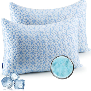 Almohadas de Espuma Viscoelástica de Fibra de Bambú, Tamaño King, Paquete de 2, Diseño Ajustable con Fibra Triturada para Dormir de Lado, Boca Arriba o Boca Abajo - Product Image 1