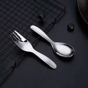 316 Stainless Steel Children Fork Household Soup Spoon Cute Small Serving Deepening Spoon Cutlery Sets Dinnerware For Restaurant