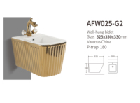 Bidet de toilettes en céramique dorée sanitaire de luxe haut de gamme et ensemble de toilettes de salle de bain suspendu
