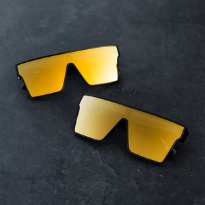 21041 New màu vàng hợp thời trang phụ nữ một mảnh lens Sun Glasses Retro quá khổ Shade <span class=keywords><strong>Big</strong></span> vuông khung <span class=keywords><strong>Sunglasses</strong></span> For Men - Product Image 3