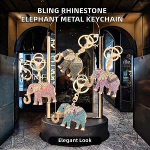 Crystal Rhinestone <b>Elephant</b> 3D Shape Handmade Carabiner Keychain Diamond Carved Zinc Alloy Exquisite <b>Gift</b> for Bags Cars Phones - Product Image 3